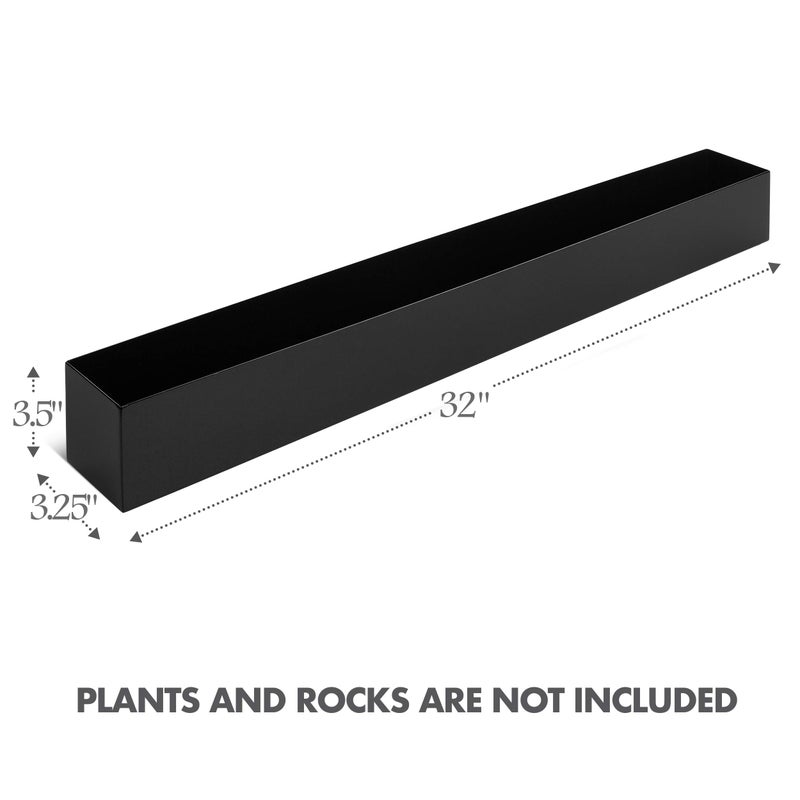 DR&Co Modern Rectangle Planter Box - 32" Metal Planter Ideal for Long Succulent, Rectangular Box for Table or Window Sill, Trough for Indoor Window, Black - Image 2